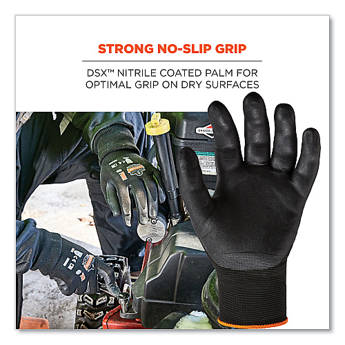 ergodyne ProFlex 7001 Nitrile-Coated Gloves, EN388: 4121X, 8.5" Long, Medium, Black, Pair (17953)