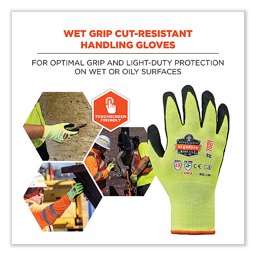 ergodyne ProFlex 7021 Hi-Vis Nitrile-Coated CR Gloves, Lime, 2X-Large, Pair (17966)