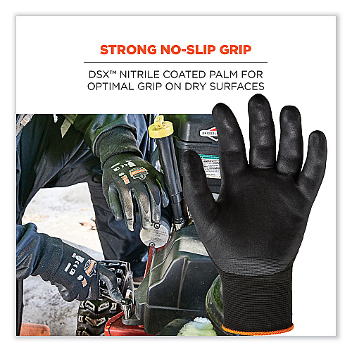 ergodyne ProFlex 7001 Nitrile-Coated Gloves, EN388: 4121X, 9.25" Long, XX-Large, Black, Pair (17956)