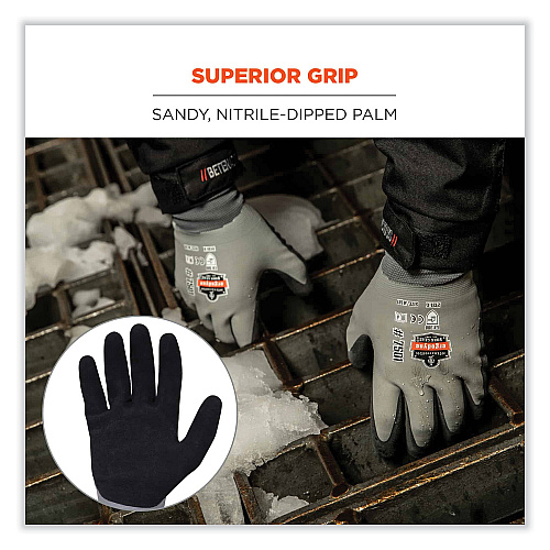 ergodyne ProFlex 7501-CASE Coated Waterproof Winter Gloves, Gray, Small, 144 Pairs/Carton (17932)