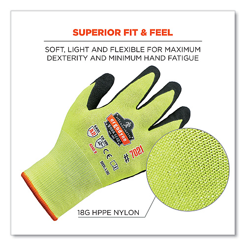 ergodyne ProFlex 7021-CASE Hi-Vis Nitrile Coated CR Gloves, Lime, Medium, 144 Pairs/Carton (17863)