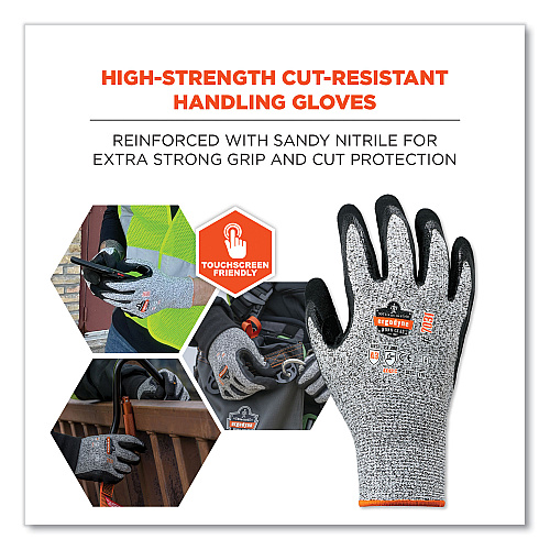 ergodyne ProFlex 7031-CASE ANSI A3 Nitrile-Coated CR Gloves, Gray, Small, 144 Pairs/Carton (17882)