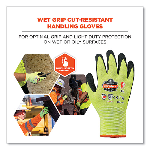 ergodyne ProFlex 7021-CASE Hi-Vis Nitrile Coated CR Gloves, Lime, Medium, 144 Pairs/Carton (17863)