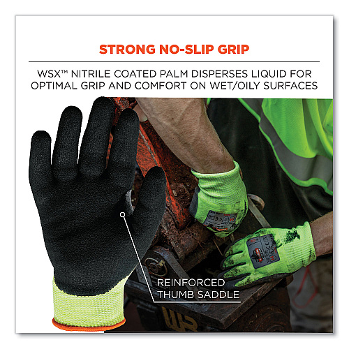 ergodyne ProFlex 7041-CASE ANSI A4 Nitrile Coated CR Gloves, Lime, 2X-Large, 144 Pairs/Carton (17826)