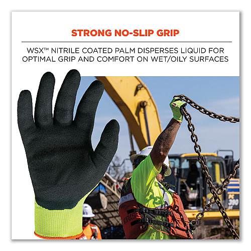 ergodyne ProFlex 7021-CASE Hi-Vis Nitrile Coated CR Gloves, Lime, Medium, 144 Pairs/Carton (17863)