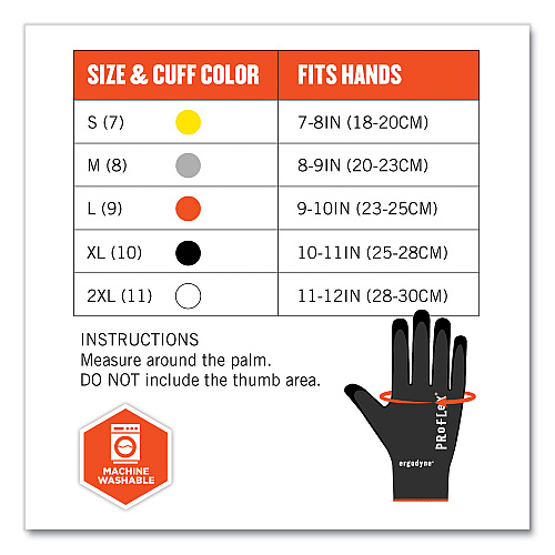 ergodyne ProFlex 7001 Nitrile-Coated Gloves, EN388: 4121X, 9.25" Long, XX-Large, Black, Pair (17956)