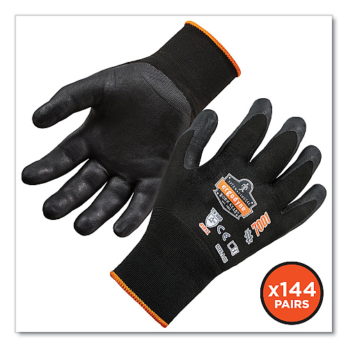 ergodyne ProFlex 7001-CASE Nitrile Coated Gloves, Black, X-Large, 144 Pairs/Carton (17855)
