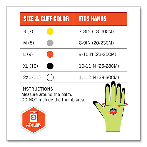 ergodyne ProFlex 7022-CASE ANSI A2 Coated CR Gloves DSX, Lime, Small, 144 Pairs/Carton (17872)