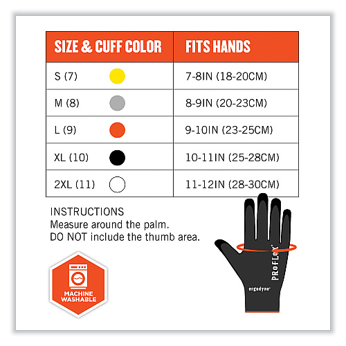 ergodyne ProFlex 7001 Nitrile-Coated Gloves, EN388: 4121X, 9.25" Long, X-Large, Black, Pair (17955)