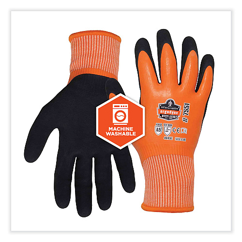 ergodyne ProFlex 7551-CASE ANSI A5 Coated Waterproof CR Gloves, Orange, 2X-Large, 144 Pairs/Carton (17996)