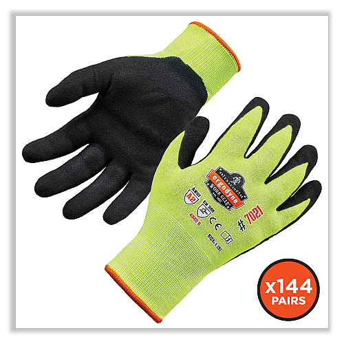 ergodyne ProFlex 7021-CASE Hi-Vis Nitrile Coated CR Gloves, Lime, 2X-Large, 144 Pairs/Carton (17866)
