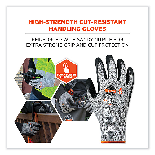 ergodyne ProFlex 7031 ANSI A3 Nitrile-Coated CR Gloves, Gray, X-Large, Pair (17985)
