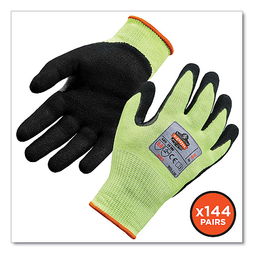 ergodyne ProFlex 7041-CASE ANSI A4 Nitrile Coated CR Gloves, Lime, Small, 144 Pairs/Carton (17822)