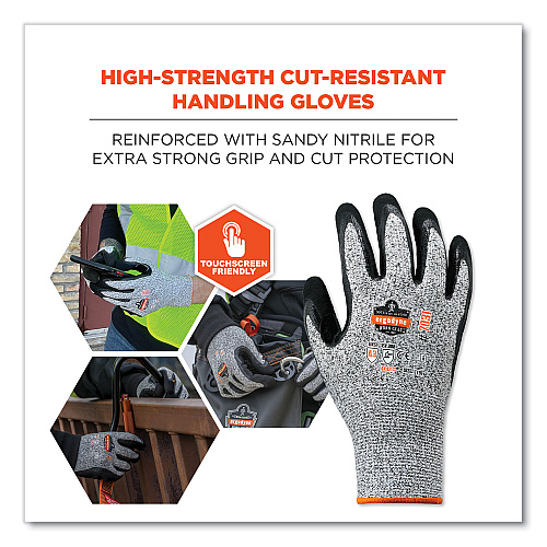 ergodyne ProFlex 7031 ANSI A3 Nitrile-Coated CR Gloves, Gray, Medium, Pair (17983)