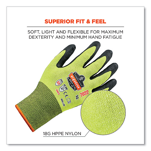 ergodyne ProFlex 7022 ANSI A2 Coated CR Gloves DSX, Lime, X-Large, Pair (17975)