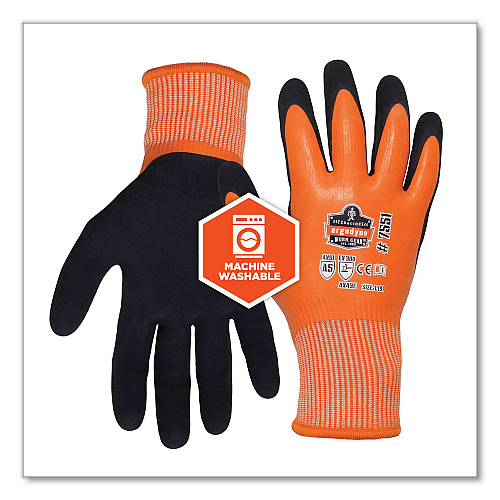 ergodyne ProFlex 7551-CASE ANSI A5 Coated Waterproof CR Gloves, Orange, Large, 144 Pairs/Carton (17994)