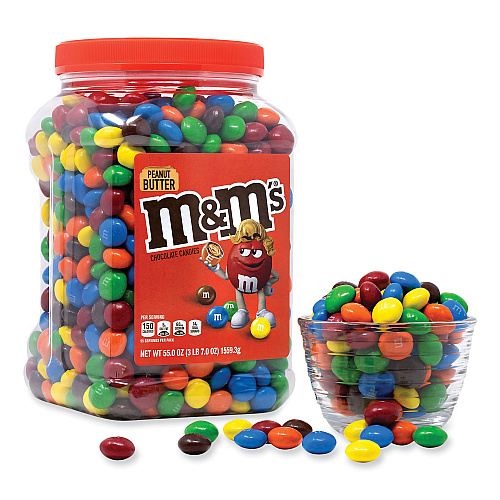 M&M's Peanut Butter Milk Chocolate Candy Jar, 55 oz Jar (22002034)