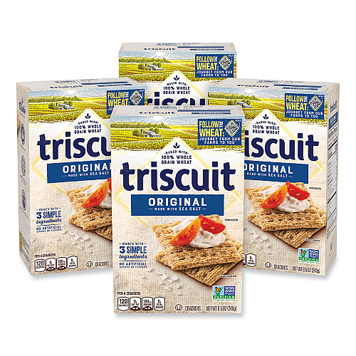 Triscuit Crackers Original with Sea Salt, 8.5 oz Box, 4 Boxes/Pack (22002004)