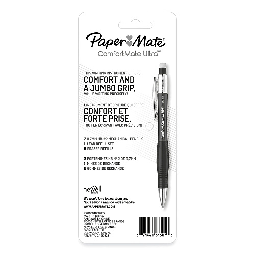 Paper Mate ComfortMate Ultra Pencil Starter Set, 0.7 mm, HB (#2), Black Lead, Assorted Barrel Colors, 2/Pack (1738796)