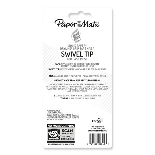 大型セールや時期 Paper Dispenser Recycled Tape, Correction Grip DryLine Mate 消しゴム・修正用品