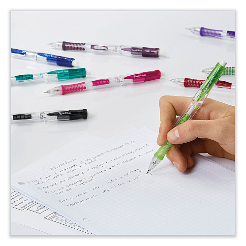 Paper Mate Clear Point Mechanical Pencils with Tube of Lead/Erasers, 0.9 mm, HB (#2), Black Lead, Assorted Barrel Colors, 2/Pack (1759214)