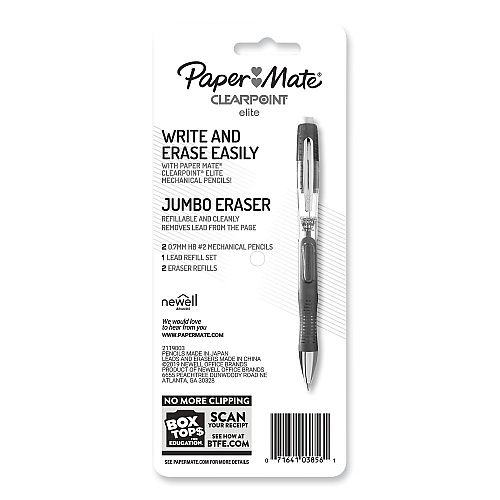 Paper Mate Clearpoint Elite Mechanical Pencils, 0.7 mm, HB (#2), Black Lead, Blue and Green Barrels, 2/Pack (1799404)