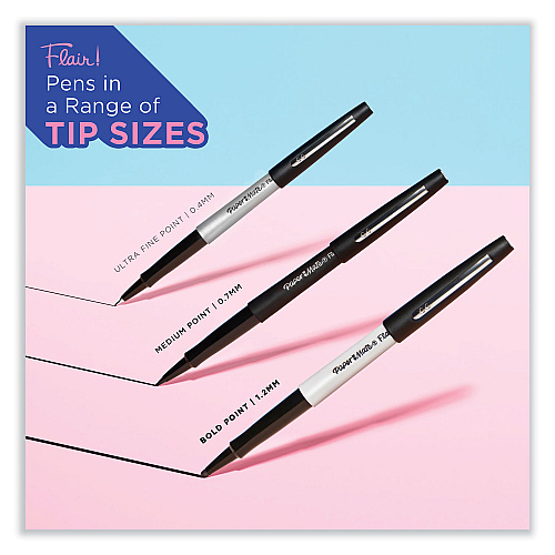Paper Mate Flair Felt Tip Porous Point Pen, Stick, Bold 1.2 mm, Assorted Ink Colors, White Pearl Barrel, 6/Pack (2125411)