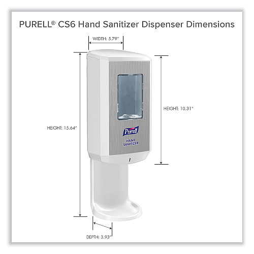 PURELL CS6 Hand Sanitizer Dispenser, 1,200 mL, 5.79 x 3.93 x 15.64, White (652001)