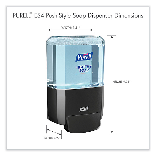 PURELL ES4 Soap Push-Style Dispenser, 1,200 mL, 4.88 x 8.8 x 11.38, Graphite (503401)
