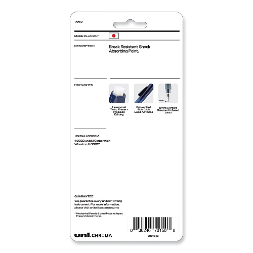uni-ball Chroma Mechanical Pencils with Tube of Lead/Erasers, 0.7 mm, HB (#2), Black Lead, Assorted Barrel Colors, 4/Set (70150)