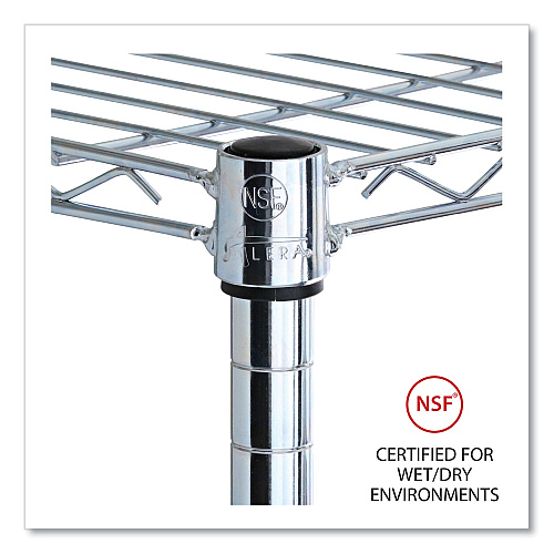 Alera 5-Shelf Wire Shelving Kit with Casters and Shelf Liners, 36w x 18d x 72h, Silver (ALESW653618SR)