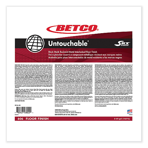 Betco Untouchable Floor Finish with SRT, 5 gal Bag-in-Box (606B500)