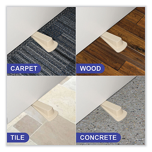Master Caster Big Foot Doorstop, No Slip Rubber Wedge, 2.25w x 4.75d x 1.25h, Beige, 2/Pack (00975)