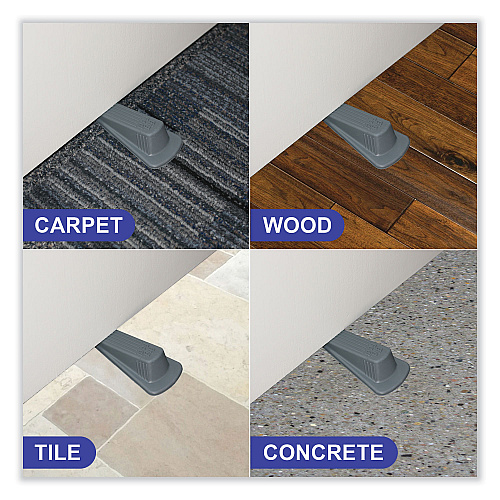 Master Caster Big Foot Doorstop, No Slip Rubber Wedge, 2.25w x 4.75d x 1.25h, Gray (00941)