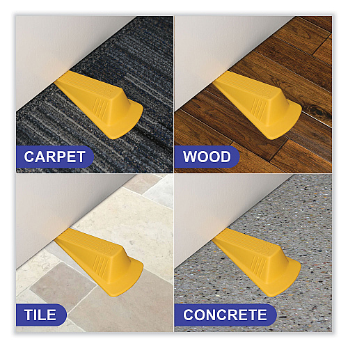 Master Caster Giant Foot Doorstop, No-Slip Rubber Wedge, 3.5w x 6.75d x 2h, Safety Yellow (00966)
