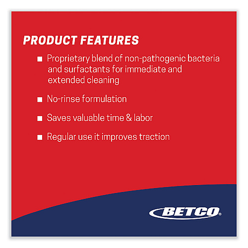 Betco BioActive Solutions No-Rinse Floor Cleaner, Rain Fresh Scent, 1 gal Bottle, 4/Carton (2580400)