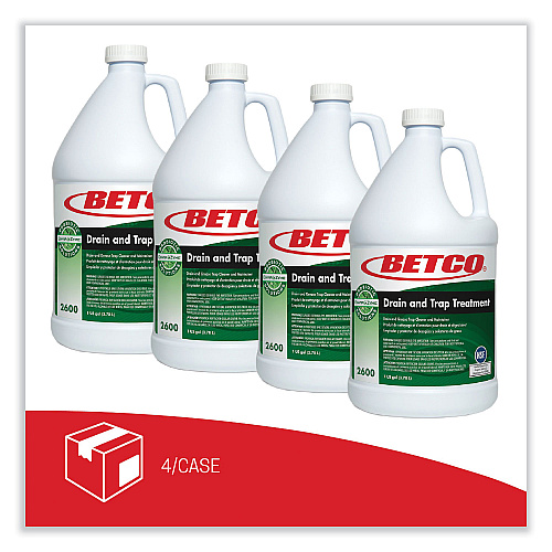Betco BioActive Solutions Drain and Trap Treatment, Ocean Scent, 1 gal Bottle, 4/Carton (26000400)