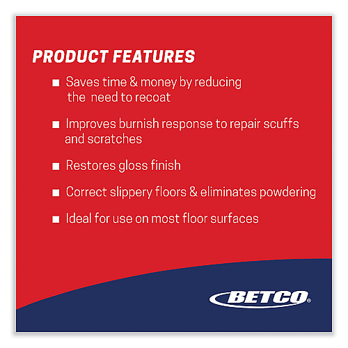 Betco One Step Floor Restorer, Lemon Scent, 1 gal Bottle, 4/Carton (6180400)