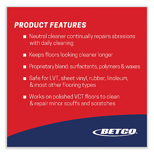 Betco Reinforce Floor Cleaner and Protectant, Lemon Scent, 1 gal Bottle, 4/Carton (16830400)