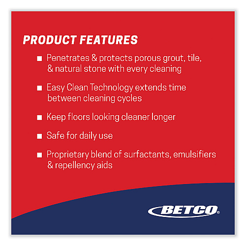 Betco Stone, Tile, Grout Cleaner and Protectant, Pleasant Scent, 1 gal Bottle, 4/Carton (16850400)