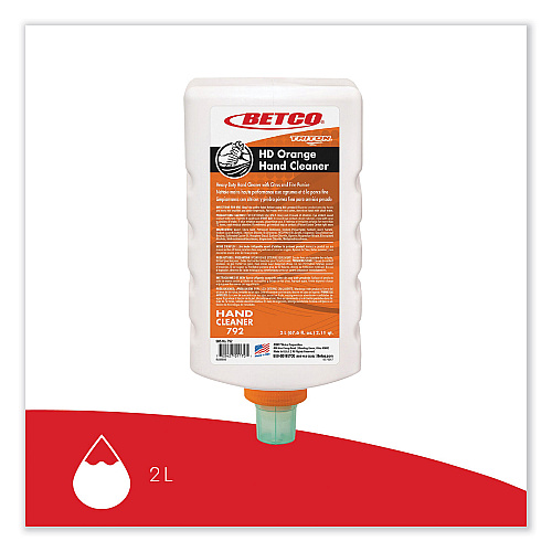 Betco HD Orange Hand Cleaner Refill for Triton Dispensers, Citrus Zest Scent, 2 L, 6/Carton (7926200)