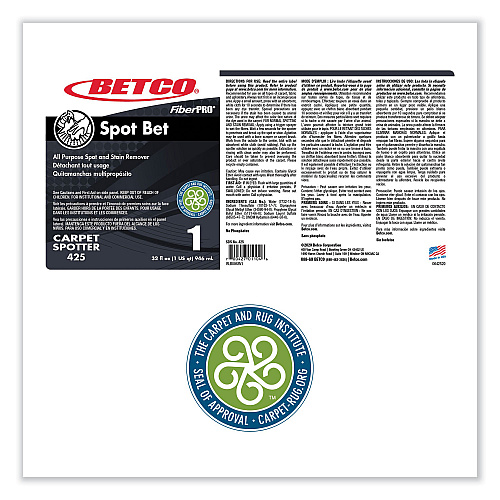 Betco FiberPro Spot Bet Stain Remover, Country Fresh Scent, 32 oz Bottle, 12/Carton (4251200)