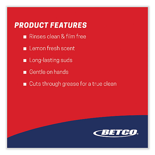 Betco Symplicty Citrusuds Manual Dishwashing Detergent, Lemon Scent, 1 gal Bottle, 4/Carton (21090400)