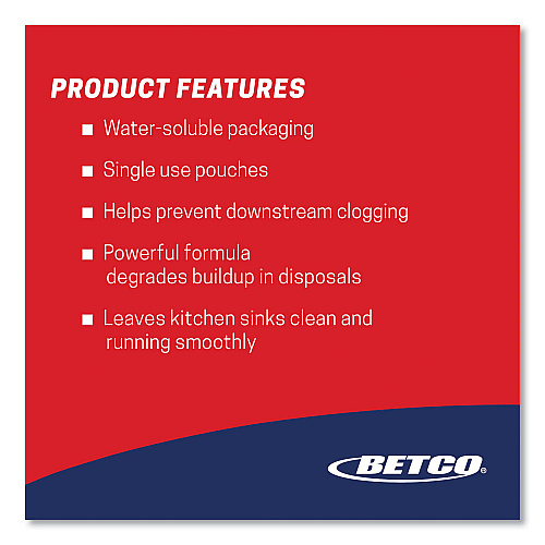 Betco Green Earth Garbage Disposal Cleaner, Fruity Scent, 2 oz Packet, 30/Carton (2605P5700)