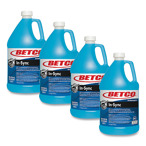 Betco Symplicity In-Sync Premium Hand Dishwashing Detergent, Fresh Ozonic Scent, 1 gal Bottle, 4/Carton (18510400)