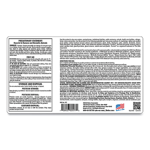 Betco AF315 Disinfectant Cleaner, Citrus Floral Scent, 2 L Bottle, 4/Carton (3154700)