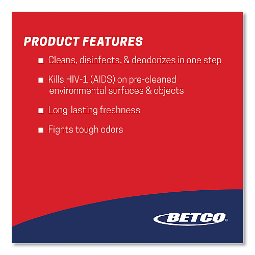 Betco AF315 Disinfectant Cleaner, Citrus Floral Scent, 2 L Bottle, 4/Carton (3154700)