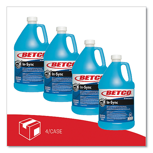 Betco Symplicity In-Sync Premium Hand Dishwashing Detergent, Fresh Ozonic Scent, 1 gal Bottle, 4/Carton (18510400)