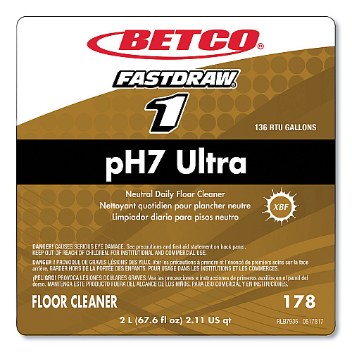 Betco pH7 Ultra Neutral Cleaner, Lemon Scent, 2 L Bottle, 4/Carton (1784700)