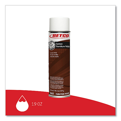 Betco Lemon Furniture Polish, Lemon Scent, 19 oz Aerosol Can, 12/Carton (602300)